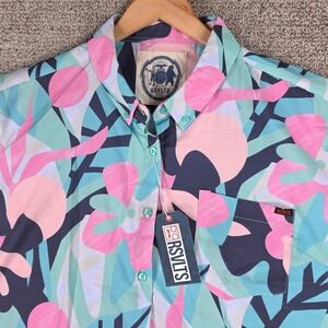 RSVLTS Women Spring Bayshore Green KUNUFLEX Short Sleeve Shirt 3XL Floral NWT